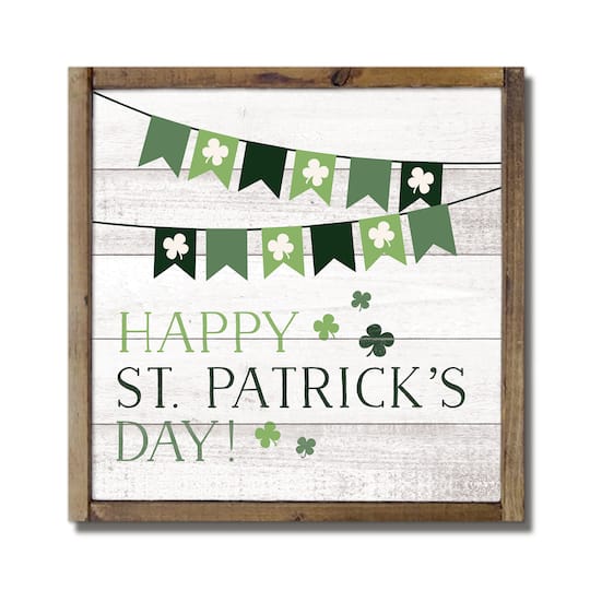 Happy St. Patrick&#x27;s Day Banner Framed Wood Plaque